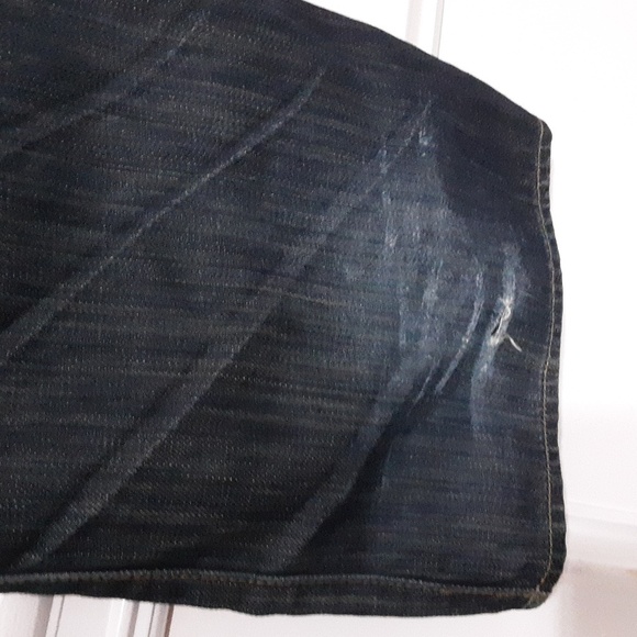 Projek  Raw jean men's 40 straight legs leather trim distressed Y2k Loose Rodeo - Picture 5 of 11